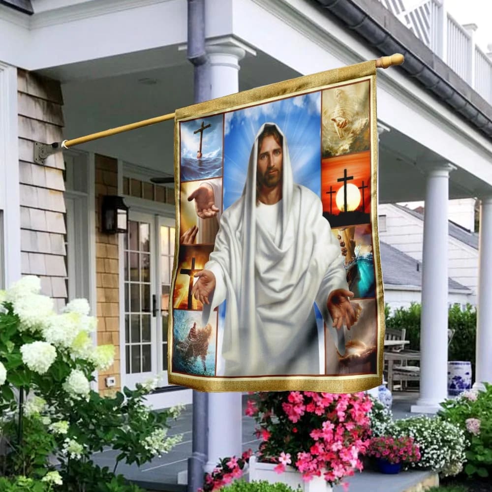 Jesus Reaching Hand House Flag - Christian Garden Flags - Christian Flag - Religious Flags