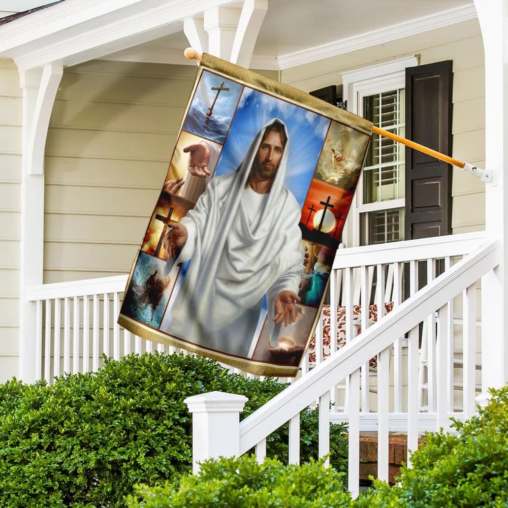 Jesus Reaching Hand House Flag - Christian Garden Flags - Christian Flag - Religious Flags