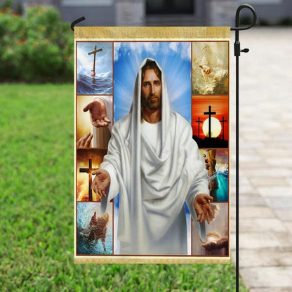 Jesus Reaching Hand House Flag - Christian Garden Flags - Christian Flag - Religious Flags