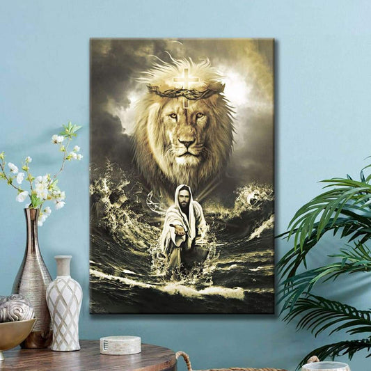 Jesus Reaching In The Water Jesus Lion Canvas Art - Bible Verse Canvas - Scripture Wall Art
