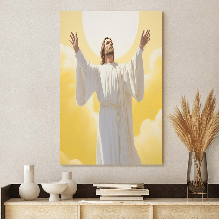 Jesus Reaching Out His Arms And Holding His Hand In The Sky - Canvas Picture - Jesus Christ Canvas - Christian Wall Art