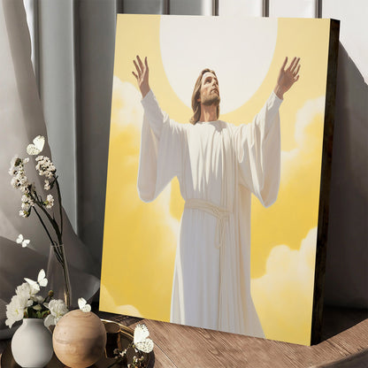 Jesus Reaching Out His Arms And Holding His Hand In The Sky - Canvas Picture - Jesus Christ Canvas - Christian Wall Art