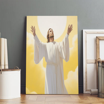 Jesus Reaching Out His Arms And Holding His Hand In The Sky - Canvas Picture - Jesus Christ Canvas - Christian Wall Art