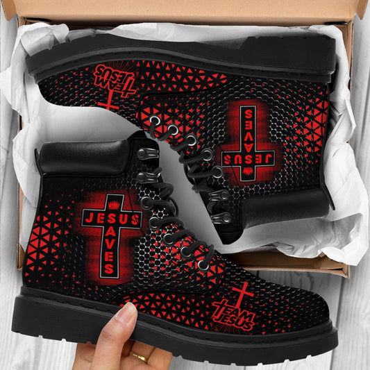 Jesus Red Black Saves Tbl Boots 1 - Christian Shoes For Men And Women