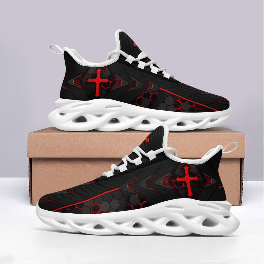 Jesus Red Black Yezy Running Sneakers Max Soul Shoes - Christian Shoes For Men And Women