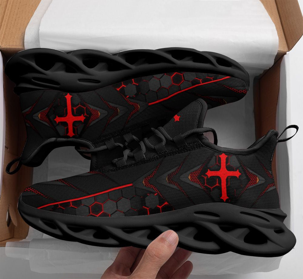 Jesus Red Black Yezy Running Sneakers Max Soul Shoes - Christian Shoes For Men And Women