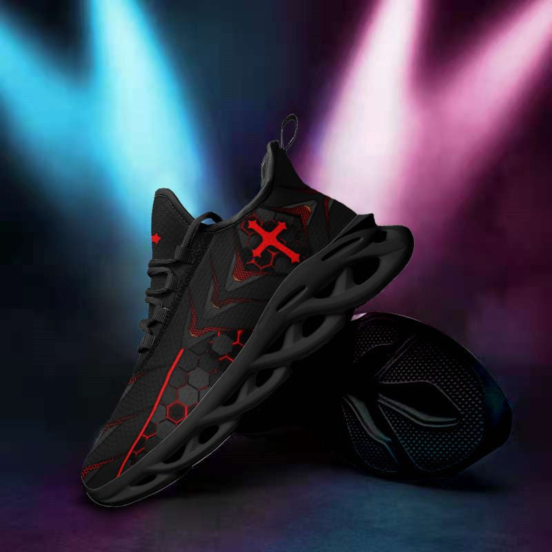 Jesus Red Black Yezy Running Sneakers Max Soul Shoes - Christian Shoes For Men And Women