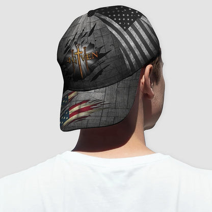 Jesus Religious Cross Nails And American Flag Forgiven 4given All Over Print Baseball Cap - Christian Hats For Men Women