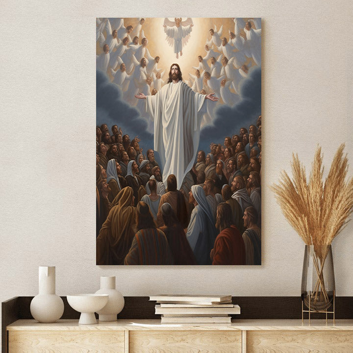 Jesus Rising Above A Large Group Of People - Canvas Pictures - Jesus Christ Canvas - Christian Wall Art