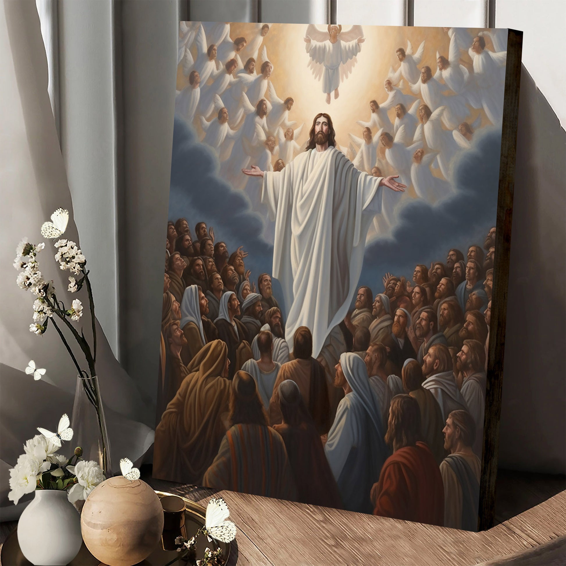 Jesus Rising Above A Large Group Of People - Canvas Pictures - Jesus Christ Canvas - Christian Wall Art
