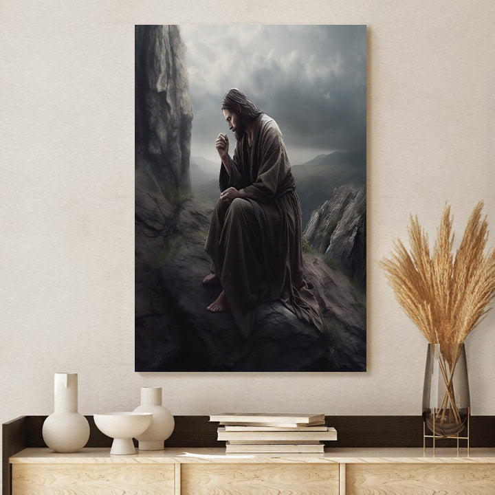 Jesus Sat Down Next To A Rock - Canvas Pictures - Jesus Christ Canvas - Christian Wall Art
