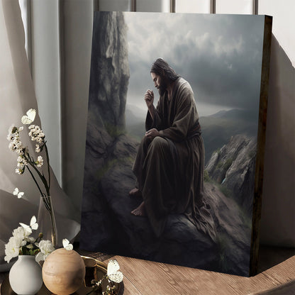 Jesus Sat Down Next To A Rock - Canvas Pictures - Jesus Christ Canvas - Christian Wall Art