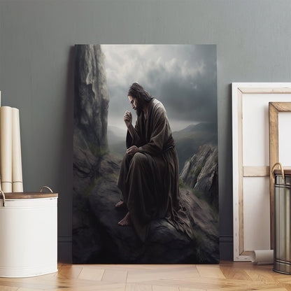 Jesus Sat Down Next To A Rock - Canvas Pictures - Jesus Christ Canvas - Christian Wall Art
