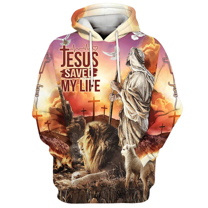 Jesus Saved My Life - The Lamb And Lion Hoodies - Jesus Hoodie - Men & Women Christian Hoodie - 3D Printed Hoodie