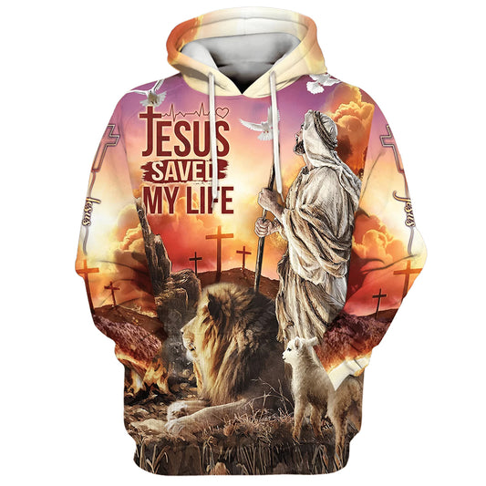 Jesus Saved My Life - The Lamb And Lion Hoodies - Jesus Hoodie - Men & Women Christian Hoodie - 3D Printed Hoodie