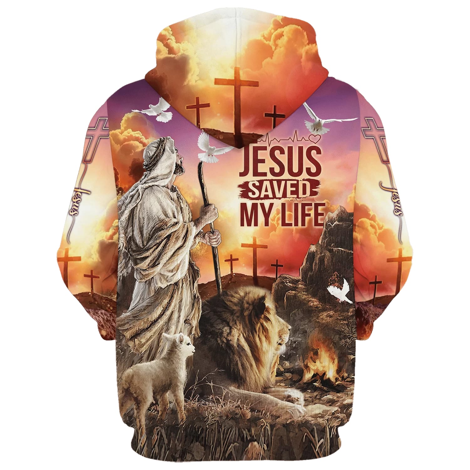 Jesus Saved My Life - The Lamb And Lion Hoodies - Jesus Hoodie - Men & Women Christian Hoodie - 3D Printed Hoodie
