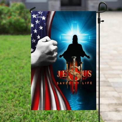 Jesus Saved My Life American House Flag - Christian Garden Flags - Christian Flag - Religious Flags