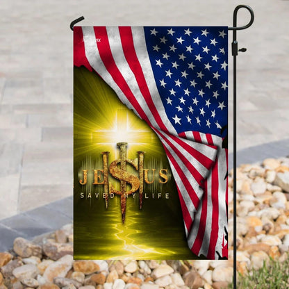 Jesus Saved My Life Christian House Flag - Christian Garden Flags - Christian Flag - Religious Flags