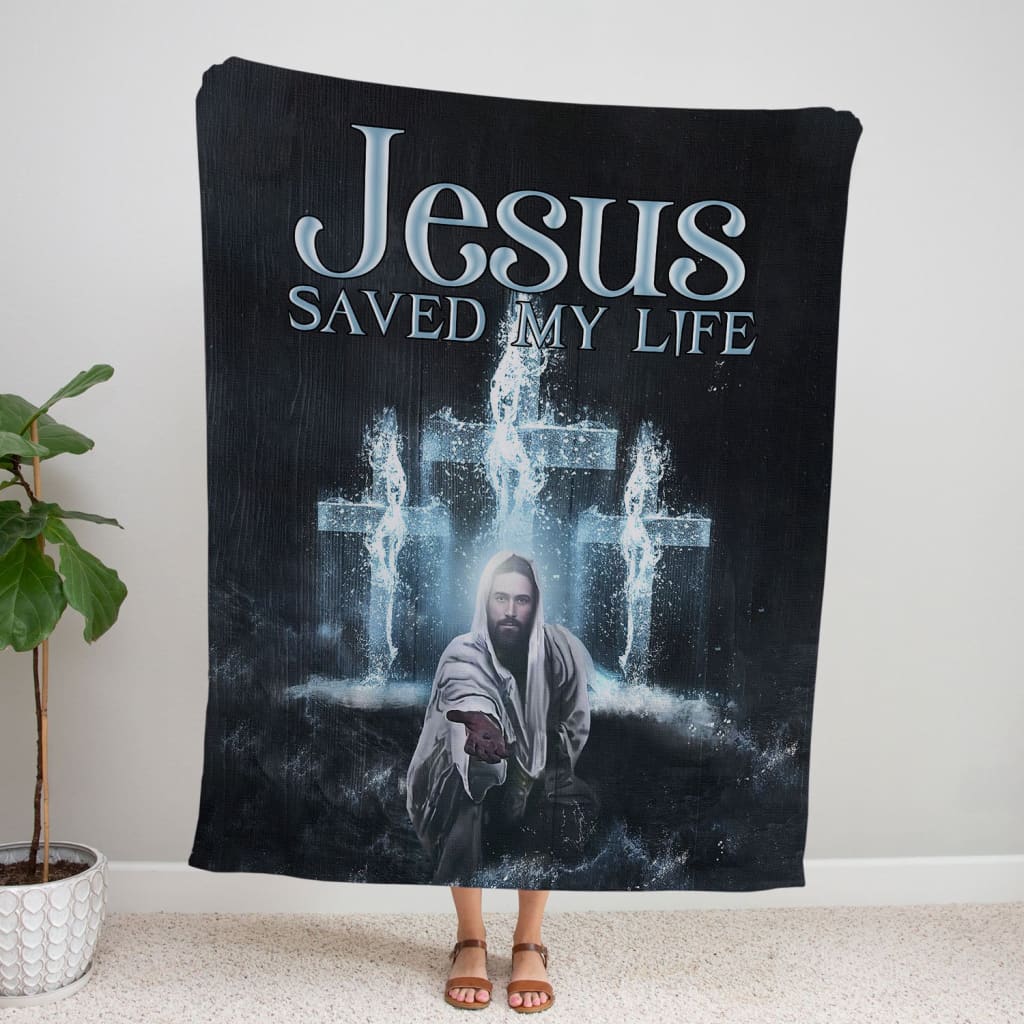 Jesus Saved My Life Fleece Blanket - Christian Blanket - Bible Verse Blanket