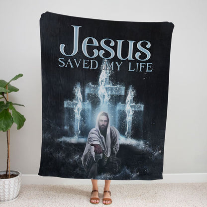 Jesus Saved My Life Fleece Blanket - Christian Blanket - Bible Verse Blanket