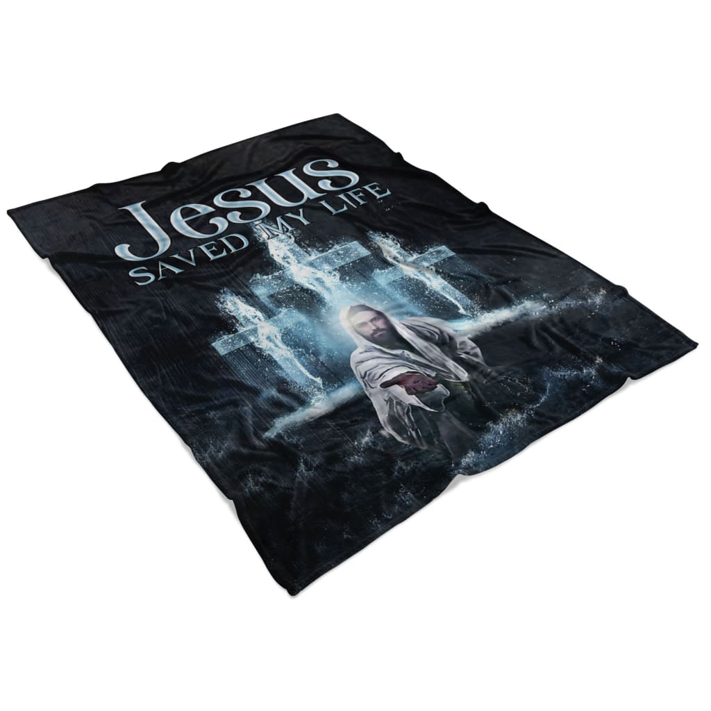 Jesus Saved My Life Fleece Blanket - Christian Blanket - Bible Verse Blanket