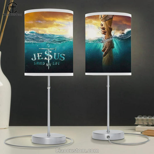 Jesus Saved My Life Jesus Reaching Out His Hand Christian Table Lamp For Bedroom - Christian Room Decor