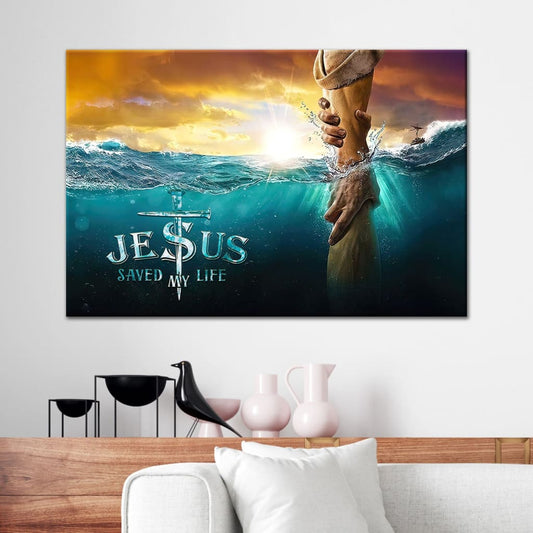 Jesus Saved My Life Jesus Reaching Out His Hand Christian Wall Art Canvas - Religious Wall Decor