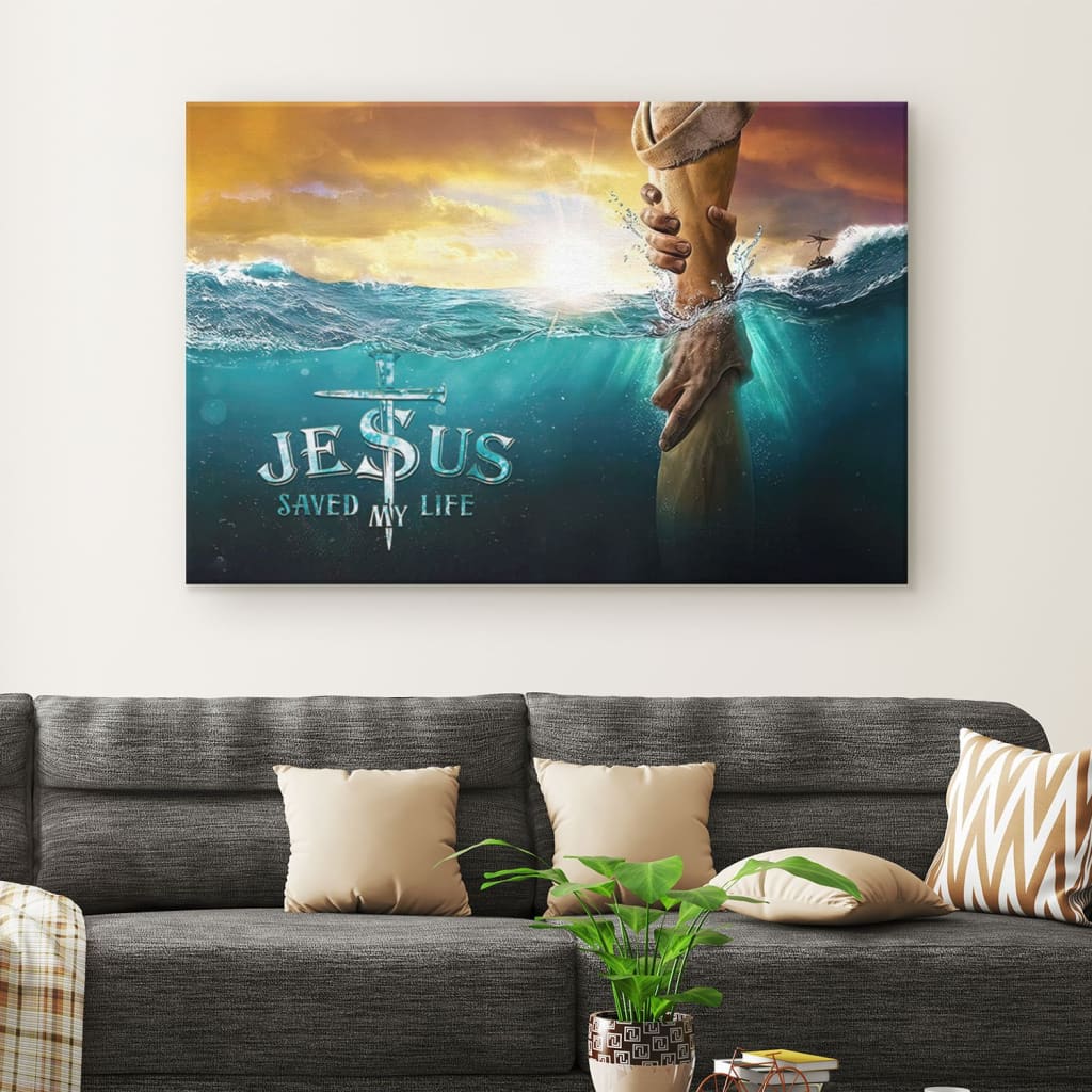 Jesus Saved My Life Jesus Reaching Out His Hand Christian Wall Art Canvas - Religious Wall Decor