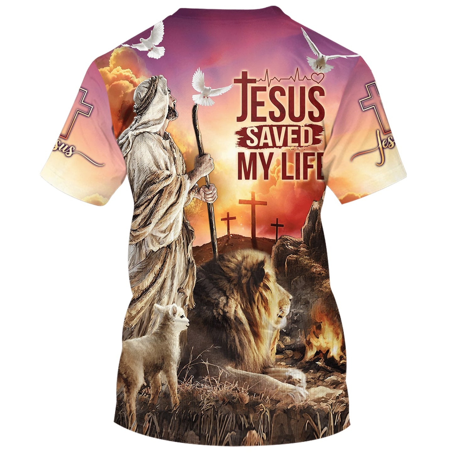 Jesus Saved My Life Shirts - Jesus Lion And The Lamb 3d Shirts - Christian T Shirts For Men And Women