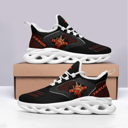 Jesus Saved My Life Yezy Running Black Sneakers Max Soul Shoes - Christian Shoes For Men And Women