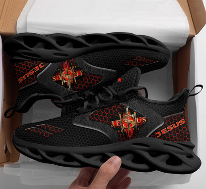 Jesus Saved My Life Yezy Running Black Sneakers Max Soul Shoes - Christian Shoes For Men And Women