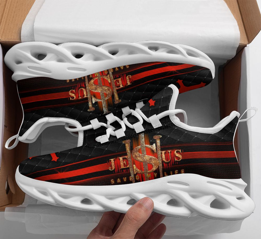Jesus Saved My Life Yezy Running Sneakers Max Soul Shoes - Christian Shoes For Men And Women