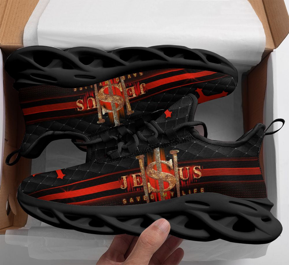 Jesus Saved My Life Yezy Running Sneakers Max Soul Shoes - Christian Shoes For Men And Women
