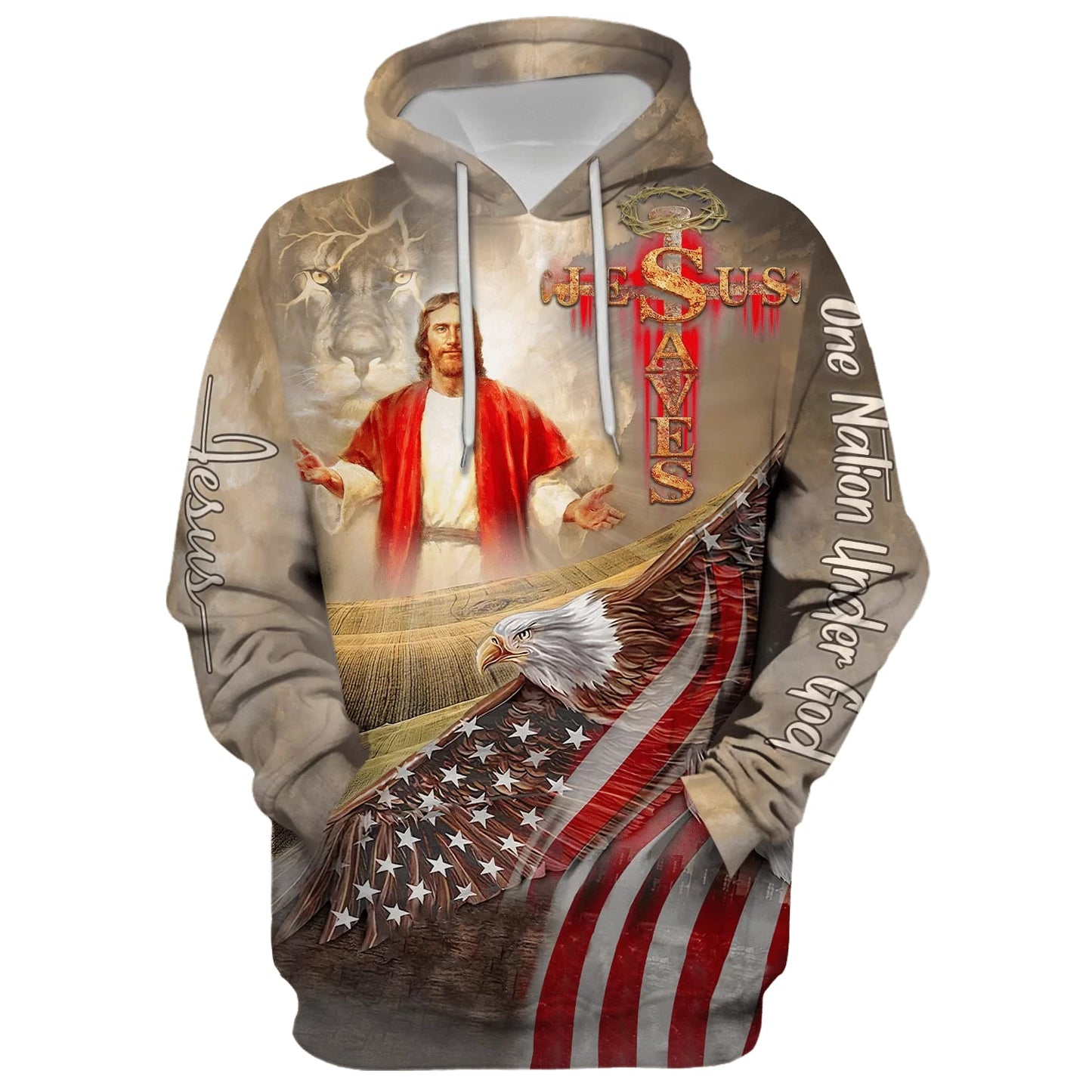 Jesus Saves - One Nation Under God Hoodie - Men & Women Christian Hoodie - 3D Printed Hoodie