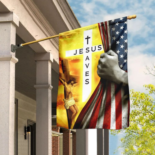 Jesus Saves Christian House Flags - Christian Garden Flags - Outdoor Christian Flag