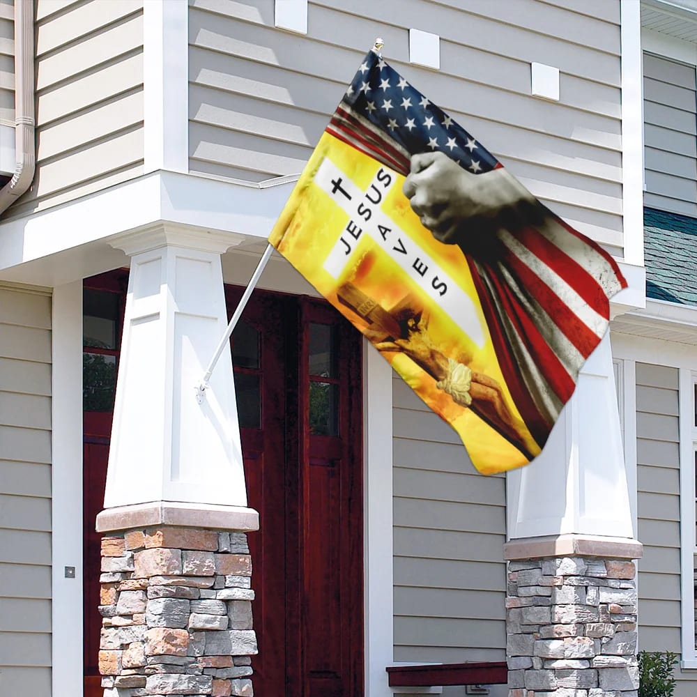 Jesus Saves Christian House Flags - Christian Garden Flags - Outdoor Christian Flag