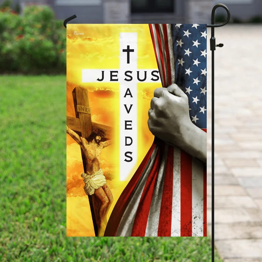 Jesus Saves Christian House Flags - Christian Garden Flags - Outdoor Christian Flag