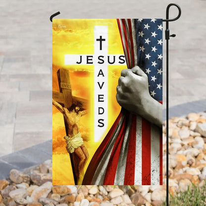 Jesus Saves Christian House Flags - Christian Garden Flags - Outdoor Christian Flag