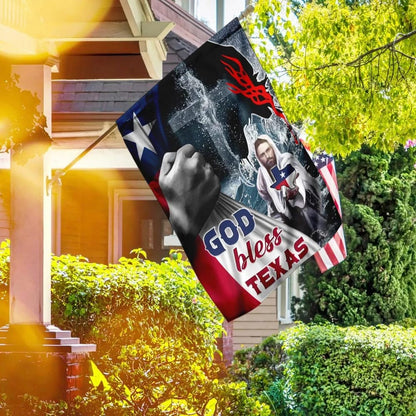 Jesus Saves God Bless Texas House Flag - Christian Garden Flags - Christian Flag - Religious Flags