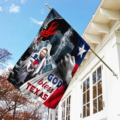 Jesus Saves God Bless Texas House Flag - Christian Garden Flags - Christian Flag - Religious Flags