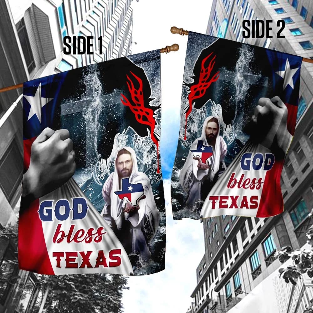 Jesus Saves God Bless Texas House Flag - Christian Garden Flags - Christian Flag - Religious Flags