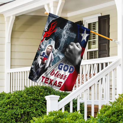 Jesus Saves God Bless Texas House Flag - Christian Garden Flags - Christian Flag - Religious Flags