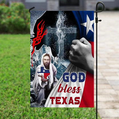 Jesus Saves God Bless Texas House Flag - Christian Garden Flags - Christian Flag - Religious Flags