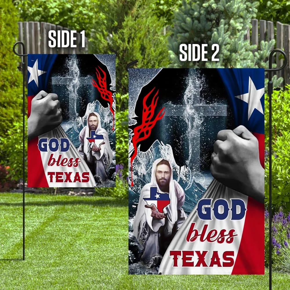 Jesus Saves God Bless Texas House Flag - Christian Garden Flags - Christian Flag - Religious Flags