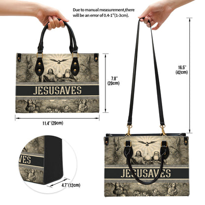 Jesus Saves Leather Handbag - Religious Gifts For Women - Women Pu Leather Bag