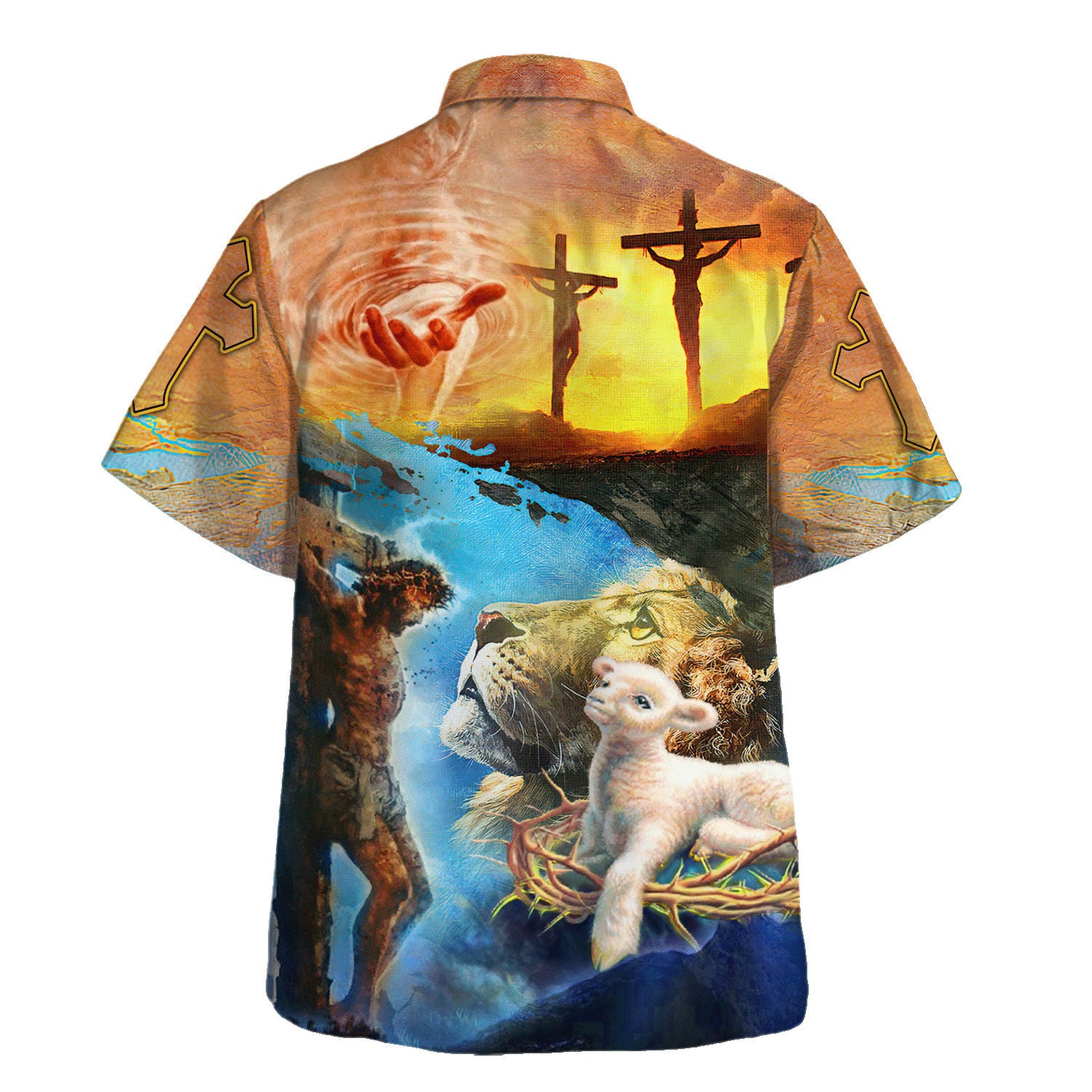 Jesus Saves Lion And Lamb Hawaiian Shirts For Men - Christian Hawaiian Shirt - Hawaiian Summer Shirts