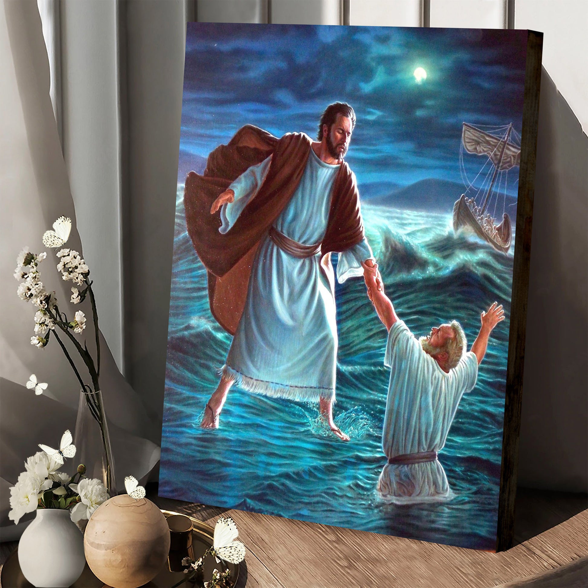 Jesus Saves Peter From Drowning 1 Canvas Picture - Jesus Christ Canvas Art - Christian Wall Canvas