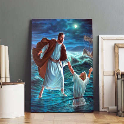 Jesus Saves Peter From Drowning 1 Canvas Picture - Jesus Christ Canvas Art - Christian Wall Canvas