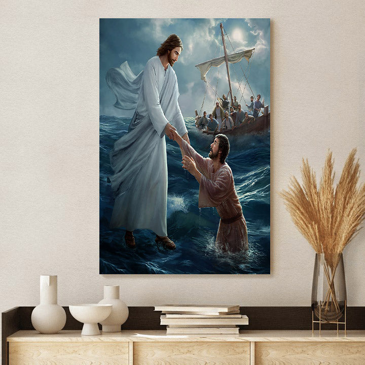 Jesus Saves Peter From Drowning 2 - Canvas Pictures - Jesus Canvas Art - Christian Wall Art
