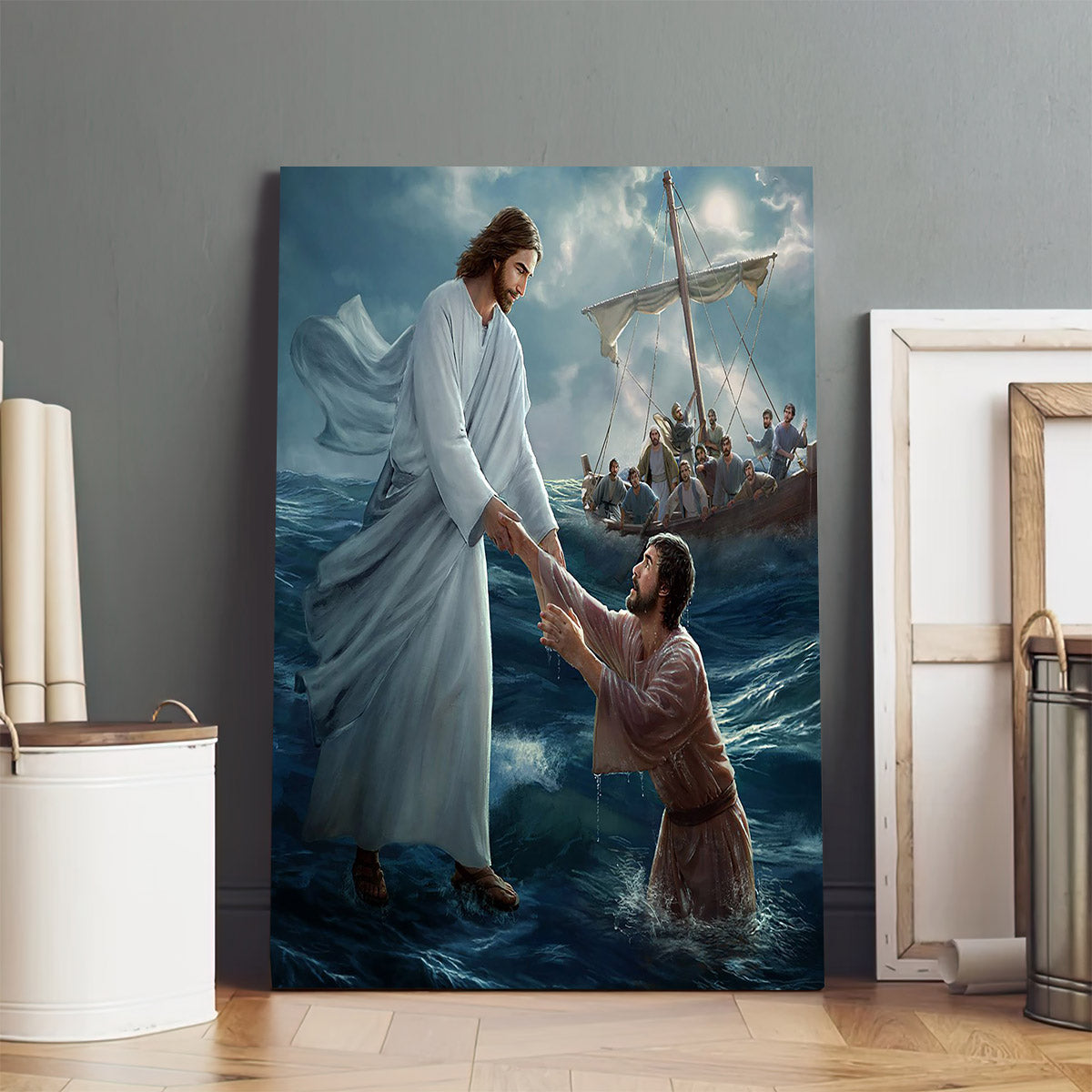 Jesus Saves Peter From Drowning 2 - Canvas Pictures - Jesus Canvas Art - Christian Wall Art